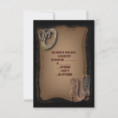 西部の国のカウボーイ結婚式のRSVP応答 出欠カード (裏面)