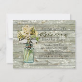 西部の国のスタイルの野生の花のメイソンの瓶 招待状 (裏面)