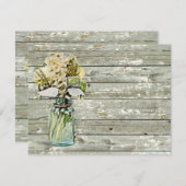 西部の国のスタイルの野生の花のメイソンの瓶 招待状 (正面/裏面)