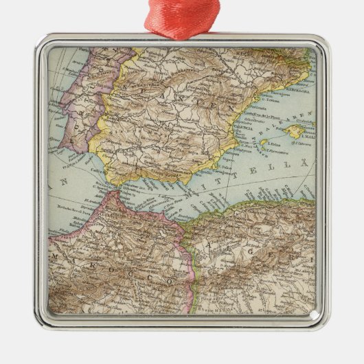 西部の地中海のな地図 メタルオーナメント (正面)