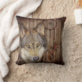 西部の夢のキャッチャーの原産のアメリカインディアンのオオカミ クッション (ブランケット)