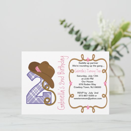 西部の大きい2人の女の子の誕生日の招待状 招待状 (スタンド正面)
