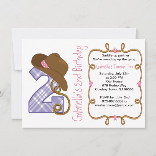 西部の大きい2人の女の子の誕生日の招待状 招待状 (正面)