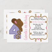 西部の大きい4人の女の子の誕生日の招待状 招待状 (正面/裏面)