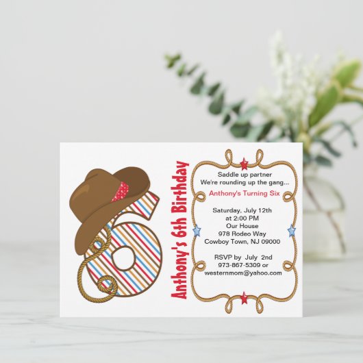 西部の大きい6匹の男の子の誕生日の招待状 招待状 (スタンド正面)