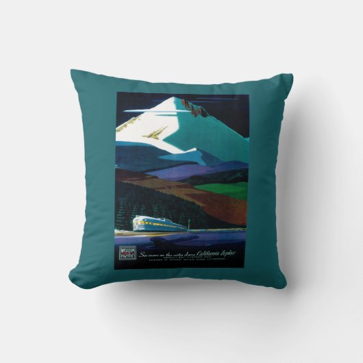西部の太平洋カリフォルニア薄地のヴィンテージポスター クッション (正面)