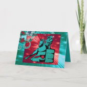 西部の女性のカーボーイのバレルのレーサーの休日の挨拶状 シーズンカード (正面)