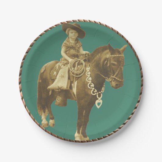 西部の女性のカーボーイのパーティーの紙皿 ペーパープレート (正面)
