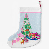 西部の女性のカーボーイのベビーのクリスマスツリー場面 スモールクリスマスストッキング (裏面)