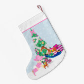 西部の女性のカーボーイのベビーのクリスマスツリー場面 スモールクリスマスストッキング (裏面 (吊り時))