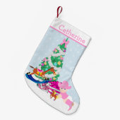 西部の女性のカーボーイのベビーのクリスマスツリー場面 スモールクリスマスストッキング (正面 (吊り時))