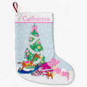 西部の女性のカーボーイのベビーのクリスマスツリー場面 スモールクリスマスストッキング (正面)