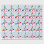 西部の女性のカーボーイのベビーのクリスマスツリー場面 ラッピングペーパー (フラット)