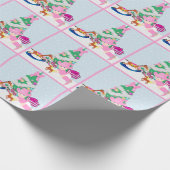 西部の女性のカーボーイのベビーのクリスマスツリー場面 ラッピングペーパー (角)