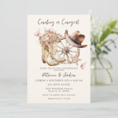 西部の女性のカーボーイまたはカウボーイジェンダーの表示 招待状 (スタンド正面)