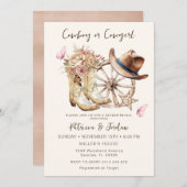 西部の女性のカーボーイまたはカウボーイジェンダーの表示 招待状 (正面/裏面)