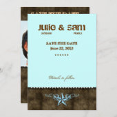 西部の婚約の発表のブルースターブラウン セーブザデート (正面/裏面)