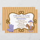 西部の小さい女性のカーボーイのベビーシャワーの招待状 招待状 (正面/裏面)