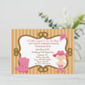 西部の小さい女性のカーボーイのベビーシャワーの招待状 招待状 (スタンド正面)