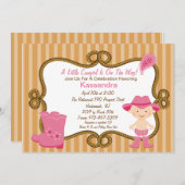 西部の小さい女性のカーボーイのベビーシャワーの招待状 招待状 (正面/裏面)