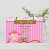 西部の小さい女性のカーボーイのベビーシャワーの招待状 招待状 (スタンド正面)