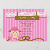 西部の小さい女性のカーボーイのベビーシャワーの招待状 招待状 (正面/裏面)