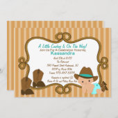 西部の小さい緑のカウボーイのベビーシャワーの招待状 招待状 (正面/裏面)