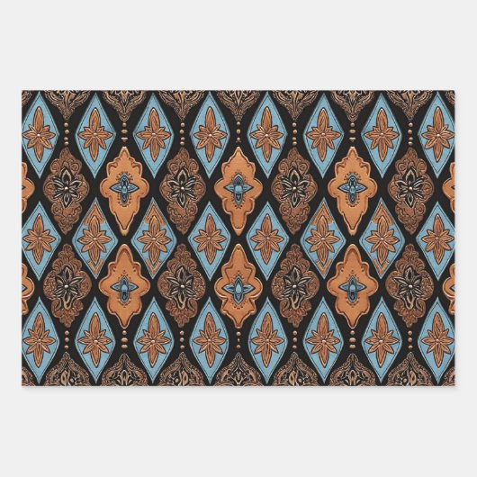 西部の工具で作られたタンレザー ターコイズ 3点セット ラッピングペーパーシート (正面)