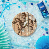 西部の強く反対するブロンコの木のカウボーイの紙皿 ペーパープレート (パーティー)