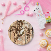 西部の強く反対するブロンコの木のカウボーイの紙皿 ペーパープレート (パーティー)