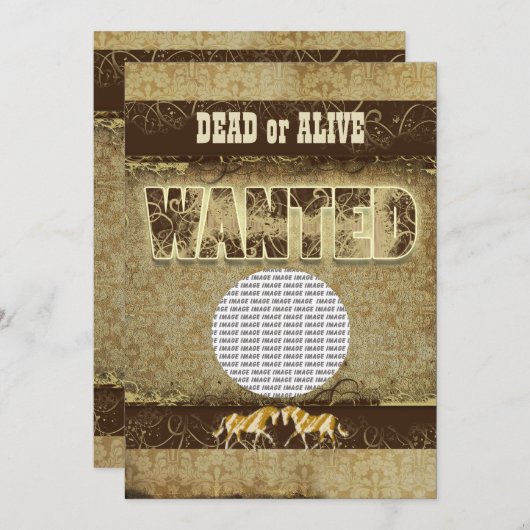 西部の望まれた死んだ生きた写真の挿入物 招待状 (正面/裏面)