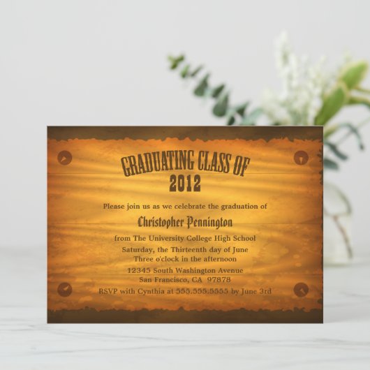 西部の木製の穀物の卒業パーティーの発表 招待状 (スタンド正面)
