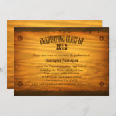 西部の木製の穀物の卒業パーティーの発表 招待状 (正面/裏面)