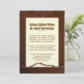 西部の用具を使われた革カスタムな結婚式招待状 招待状 (スタンド正面)