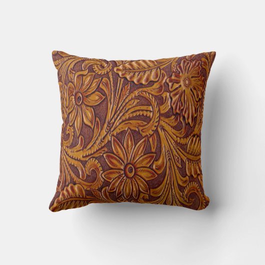 西部の用具を使われた革プリントの枕 クッション (裏面)