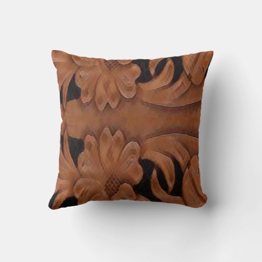 西部の用具を使われた革プリントは記述を見ます クッション (裏面)