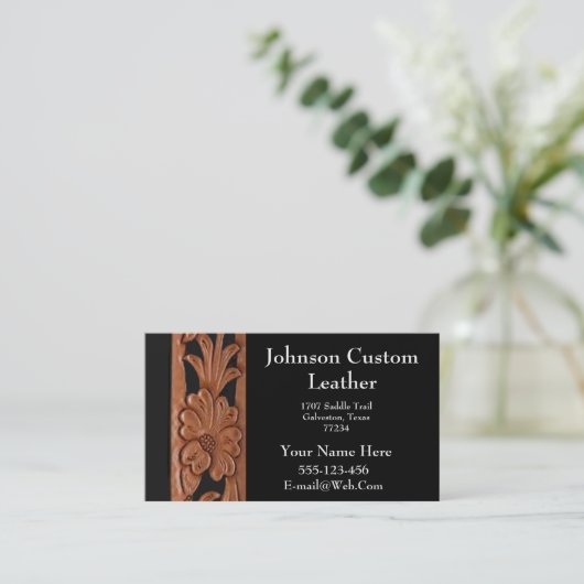 西部の用具を使われた革名刺のテンプレート 名刺 (スタンド正面)