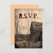 西部の田舎の農家の結婚式RSVP応答 出欠カード (正面/裏面)