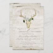 西部の砂漠のBohoのボヘミアのシカの枝角のスカルの芸術 招待状 (正面/裏面)