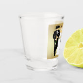 西部の結婚式のカウボーイの新郎および花嫁は個人化なります ショットグラス (左)