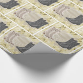 西部の結婚式のカウボーイ・ブーツおよび白い花 ラッピングペーパー (角)