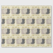 西部の結婚式のカウボーイ・ブーツおよび白い花 ラッピングペーパー (フラット)