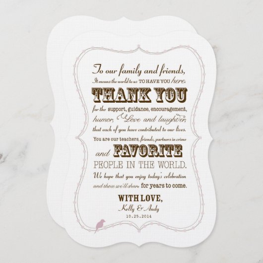 西部の結婚式のタイポグラフィのサンキューカード サンキューカード (正面/裏面)