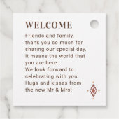 西部の結婚式の引き出物ラベルとモノグラム フェイバータグ (裏面)