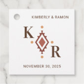 西部の結婚式の引き出物ラベルとモノグラム フェイバータグ (正面)