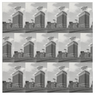 西部の自動建物の写真の生地 ファブリック