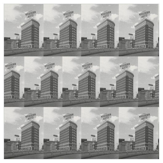 西部の自動建物の写真の生地 ファブリック (見本)