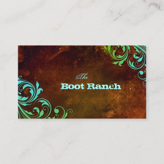 西部の花のロイヤリティカードブラウンの青いグランジ ロイヤリティカード (正面)