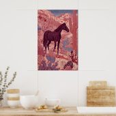 西部の荒野の馬の壁のアート、サボテン、ボールド ポスター (キッチン)