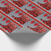 西部の赤いカウボーイ・ブーツの格子縞の包装紙 ラッピングペーパー (角)